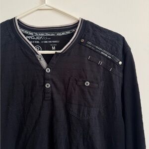 PROJEK RAW Men's Black Long Sleeve Shirt
